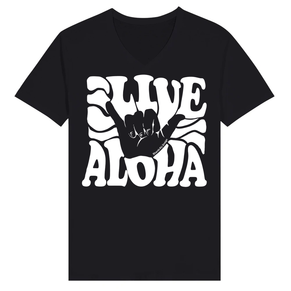 Product Vintage Live Aloha state Hawaiian islands Shaka T-Shirt Unisex V-Neck T-shirt