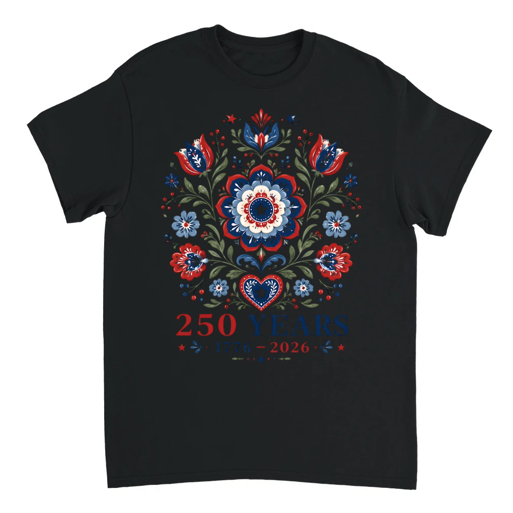 Product USA 250 Years 4th of July 1776 2026 Flowers T-Shirt