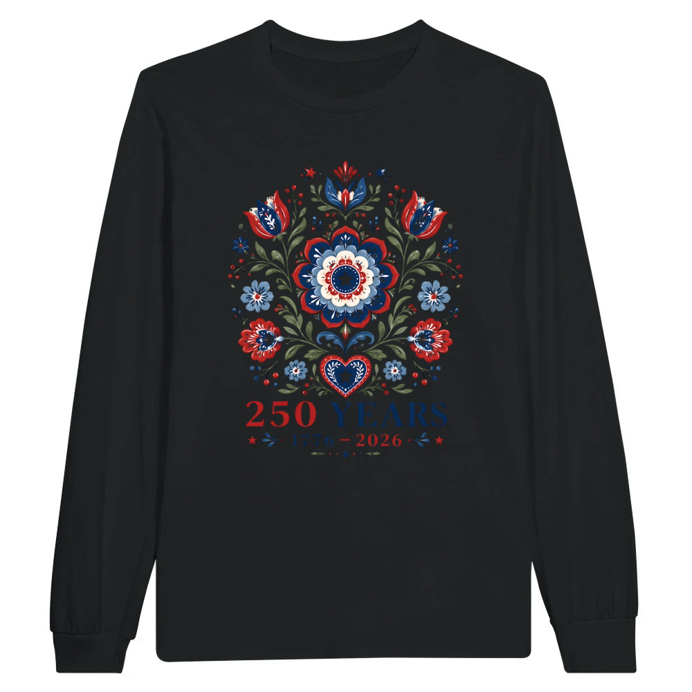 Product USA 250 Years 4th of July 1776 2026 Flowers Unisex Longsleeve