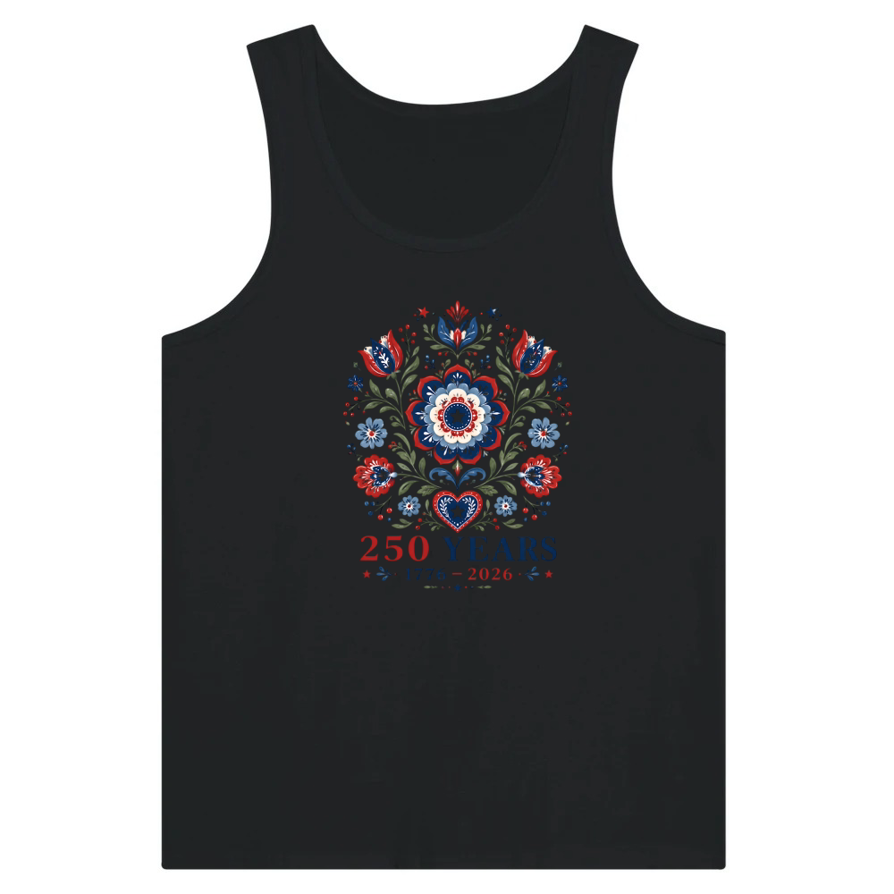 Product USA 250 Years 4th of July 1776 2026 Flowers Tank Top