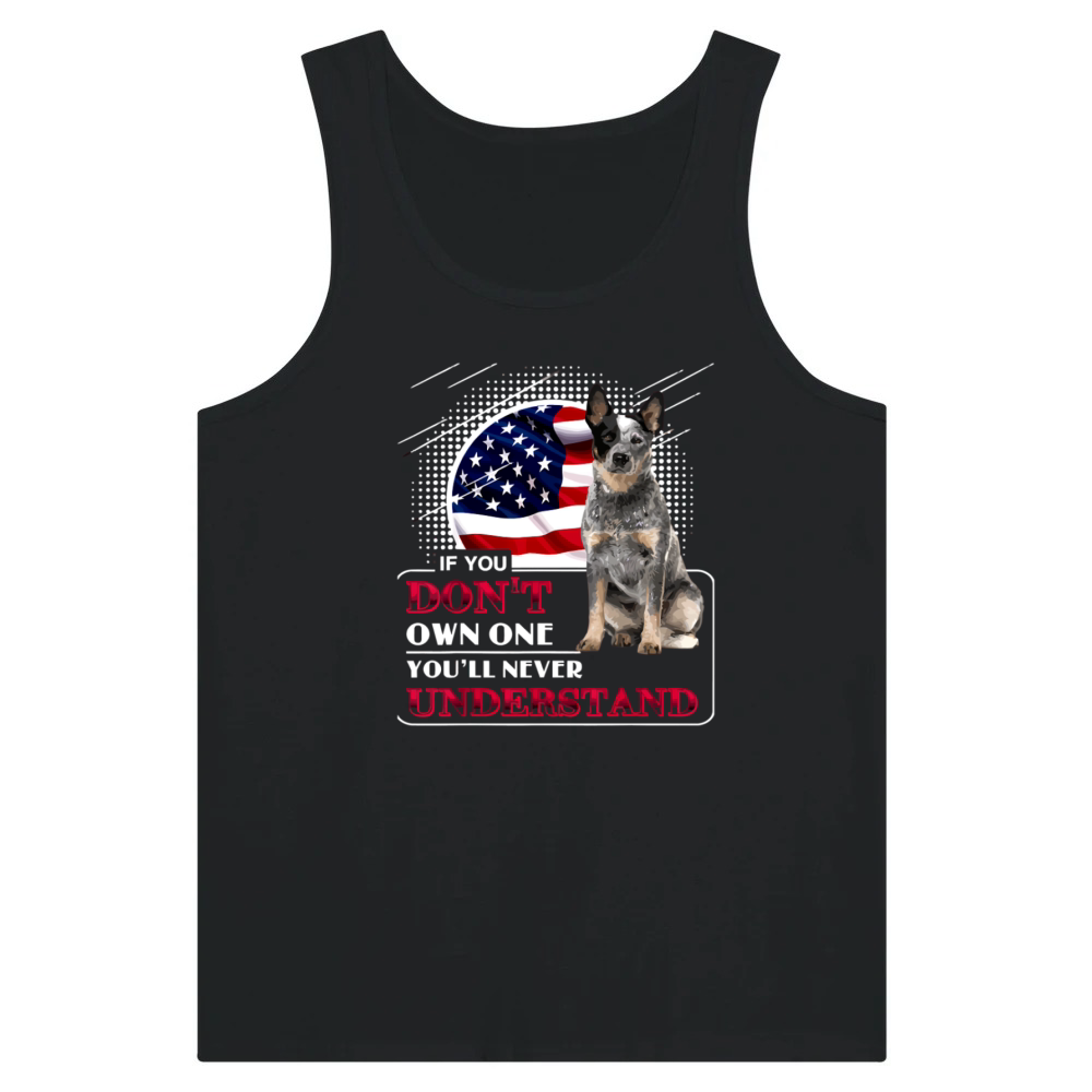 Product Patriotic Dog with Flag and Quote Tank Top