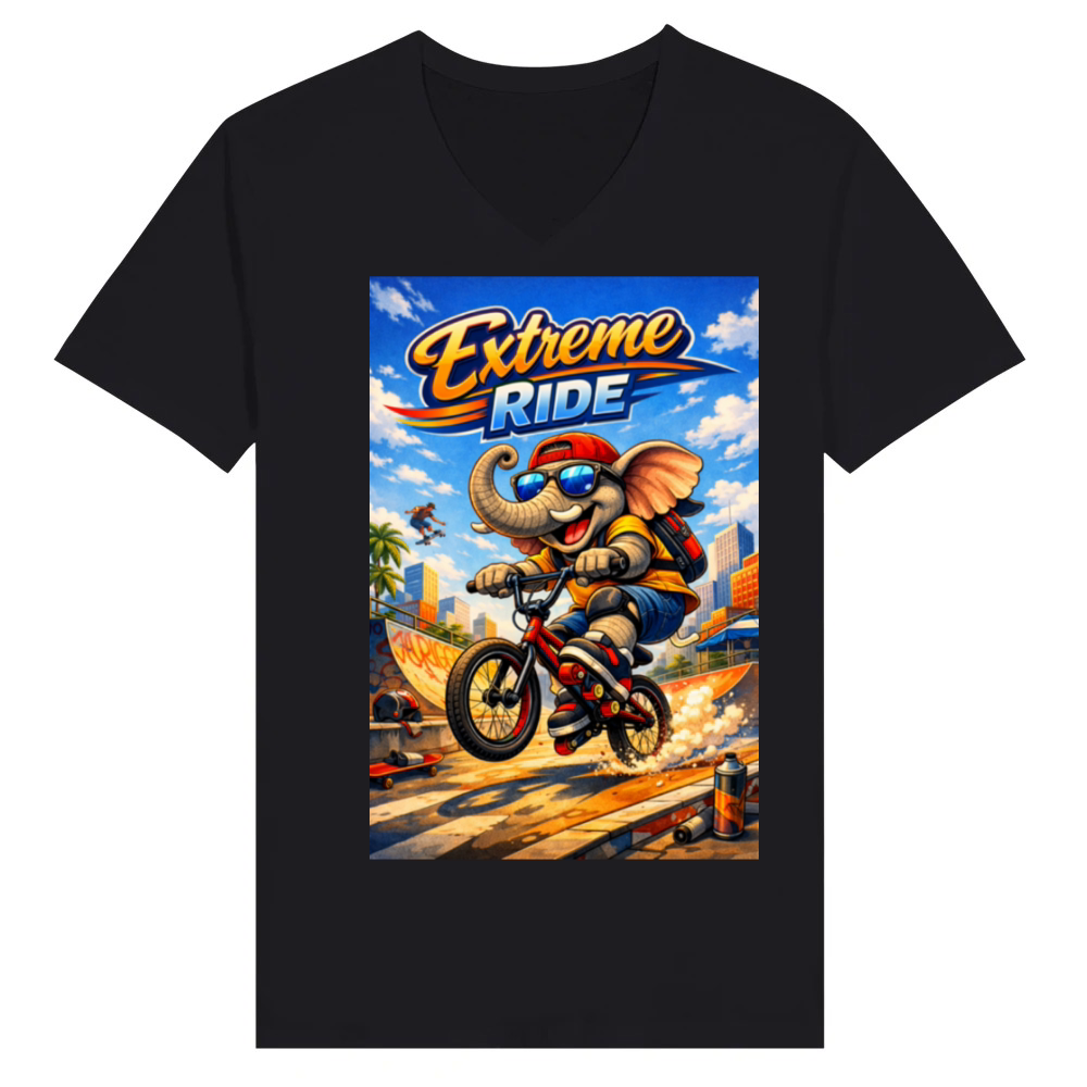 Product Extreme Ride Elephant BMX V-Neck T-shirt