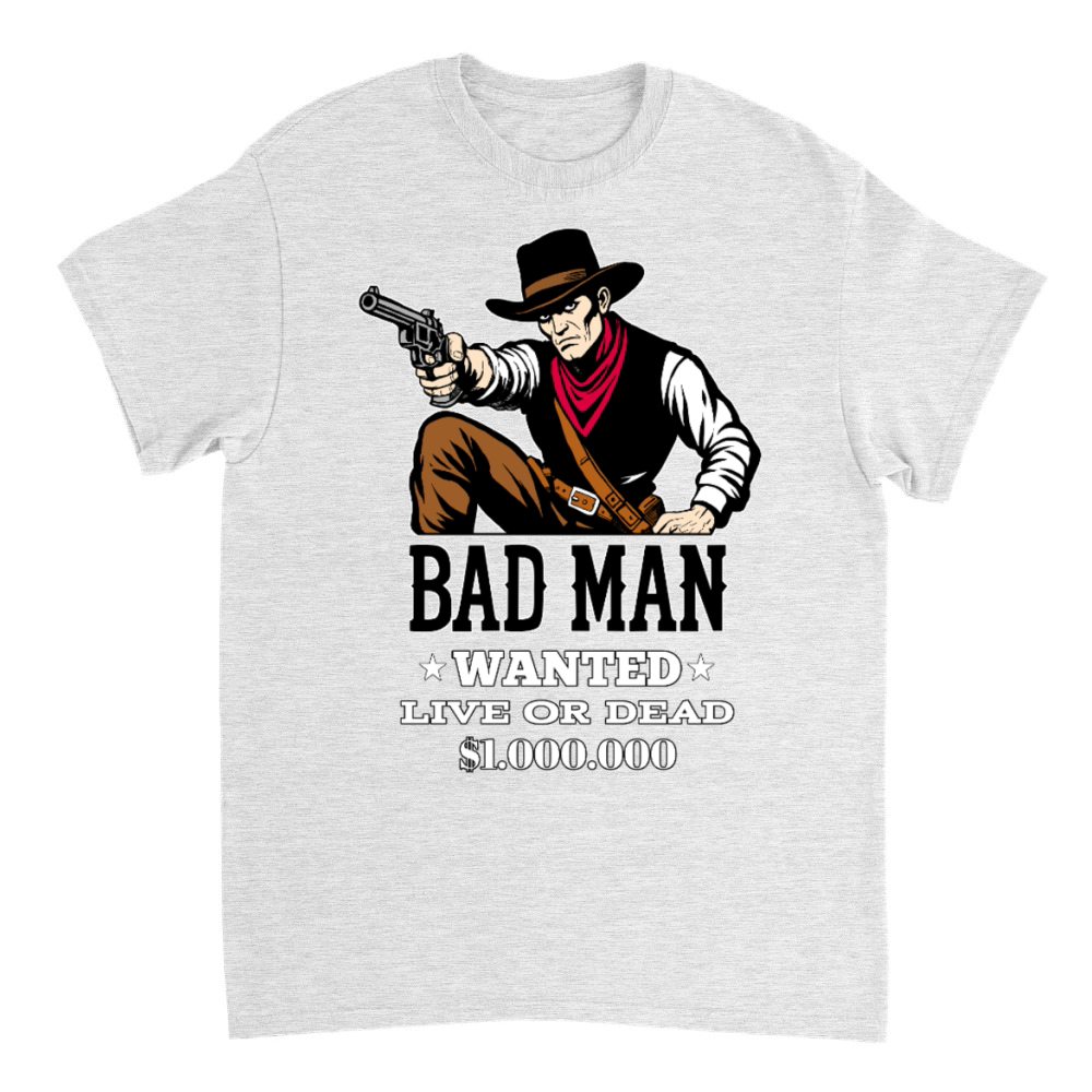 Product Bad Man Wanted Western Outlaw Poster T-Shirt