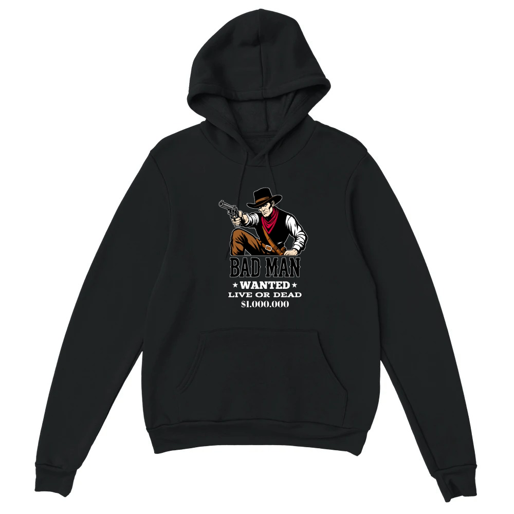 Product Bad Man Wanted Western Outlaw Poster Unisex Hoodie