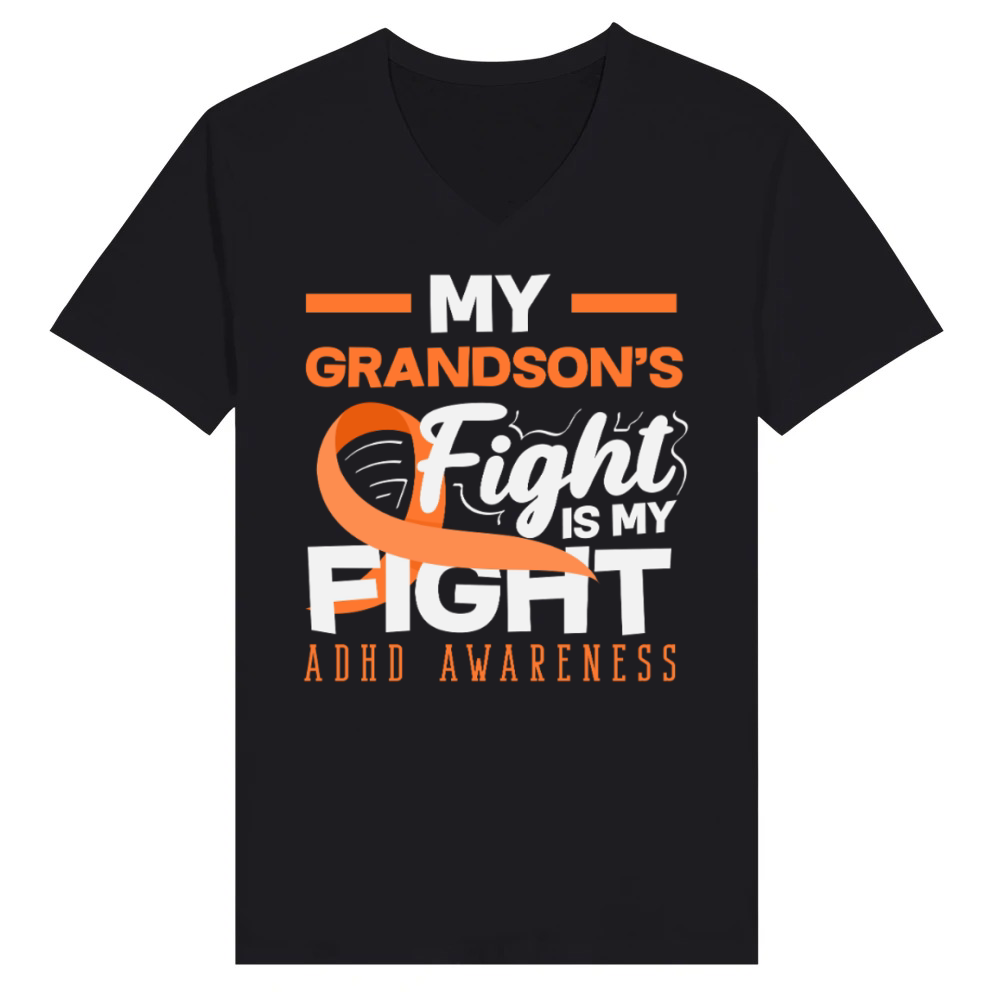 Product My Grandsons Fight Is My Fight ADHD Awareness V-Neck T-shirt