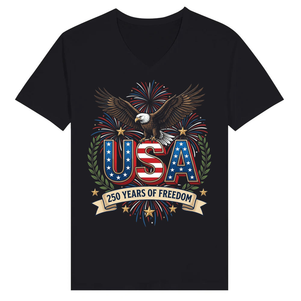 Product Usa Eagle Patriotic Fireworks Freedom V-Neck T-shirt