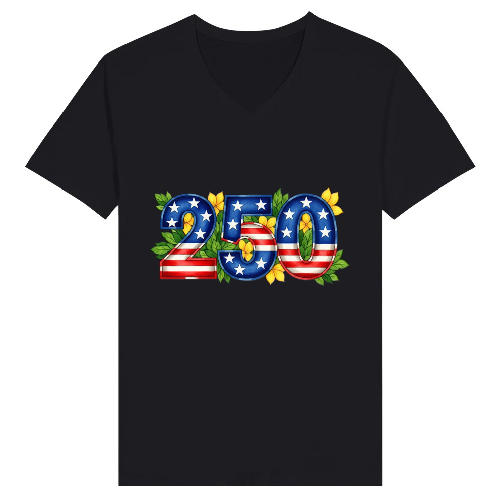 Product USA 250th Anniversary Flowers V-Neck T-shirt