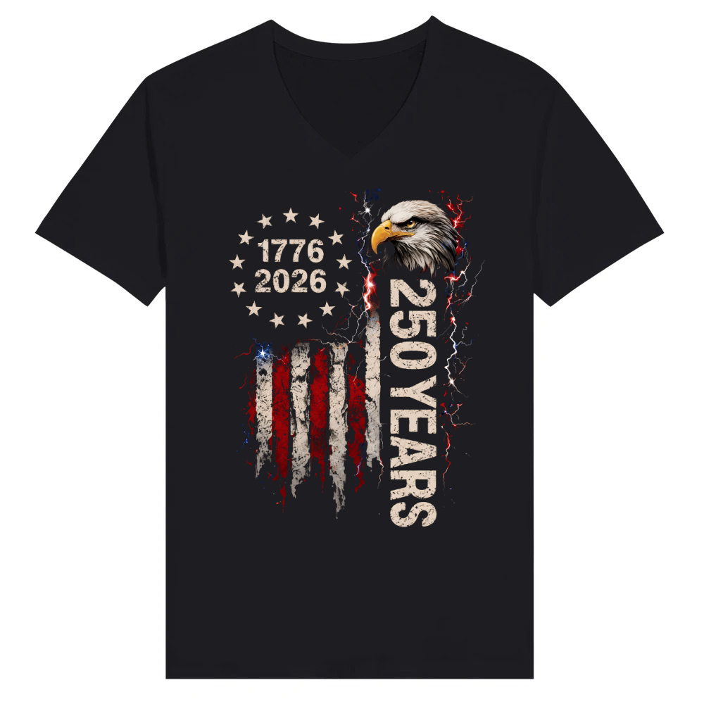 Product USA 250 Anniversary 1776–2026 Thunder Design V-Neck T-shirt