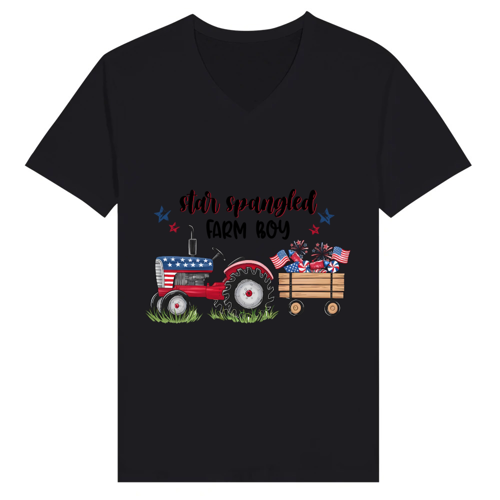 Product Star American Farm Boy 4th Of July V-Neck T-shirt