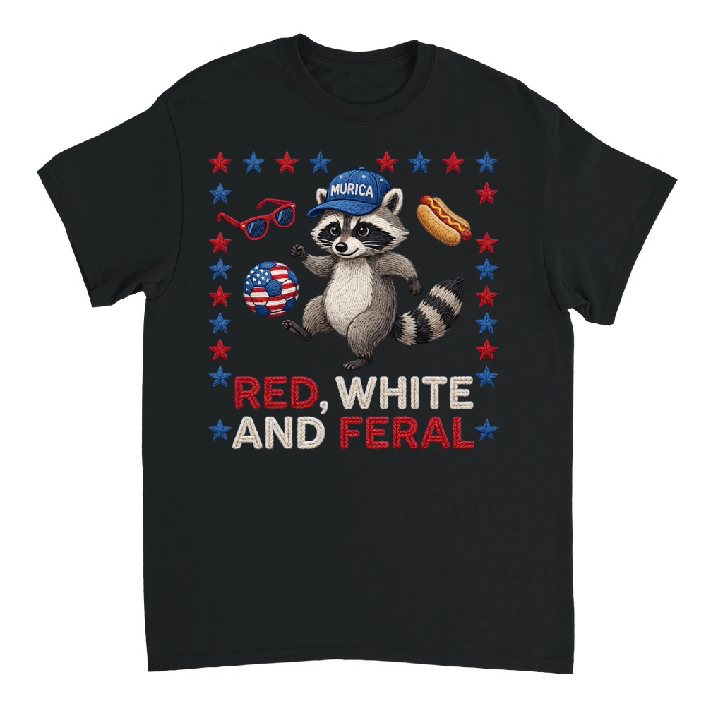 Product Red White And Feral Raccoon USA 250th Independence T-Shirt