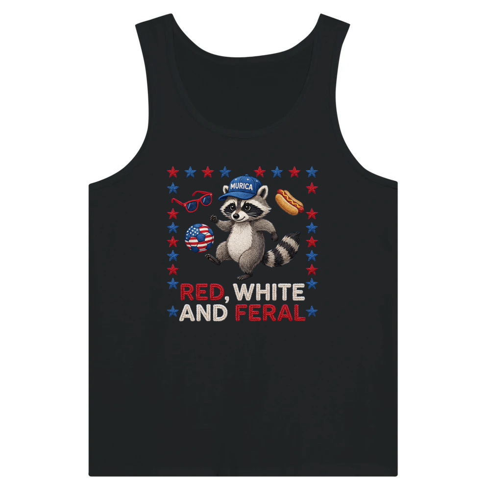 Product Red White And Feral Raccoon USA 250th Independence Tank Top