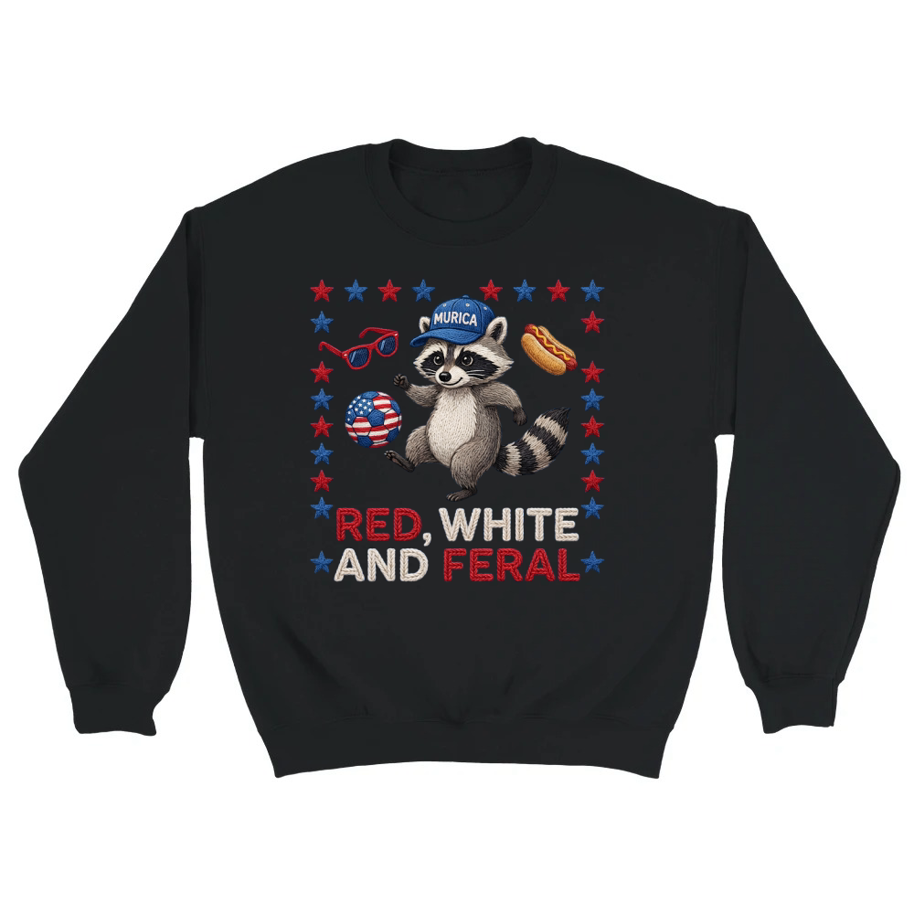 Product Red White And Feral Raccoon USA 250th Independence Unisex Sweatshirt