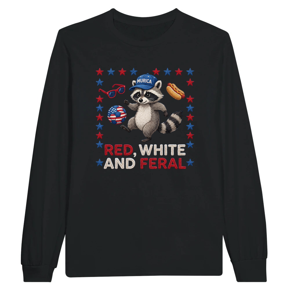 Product Red White And Feral Raccoon USA 250th Independence Unisex Longsleeve