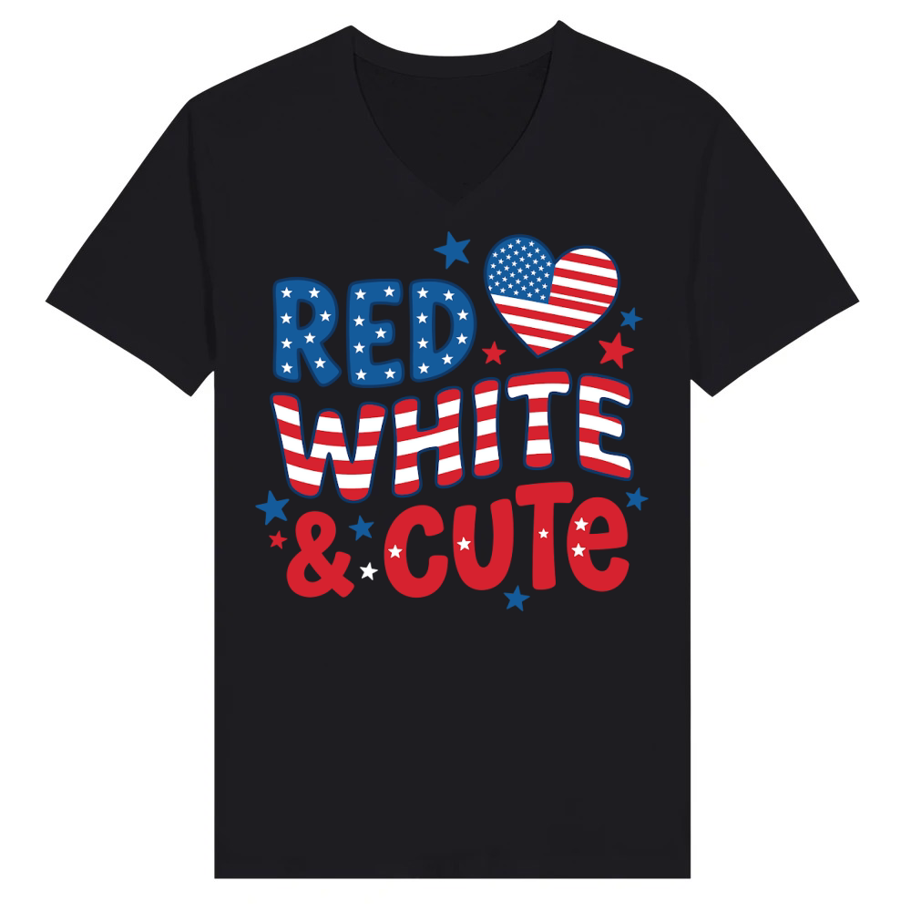 Product Red White & Cute 4th of July V-Neck T-shirt