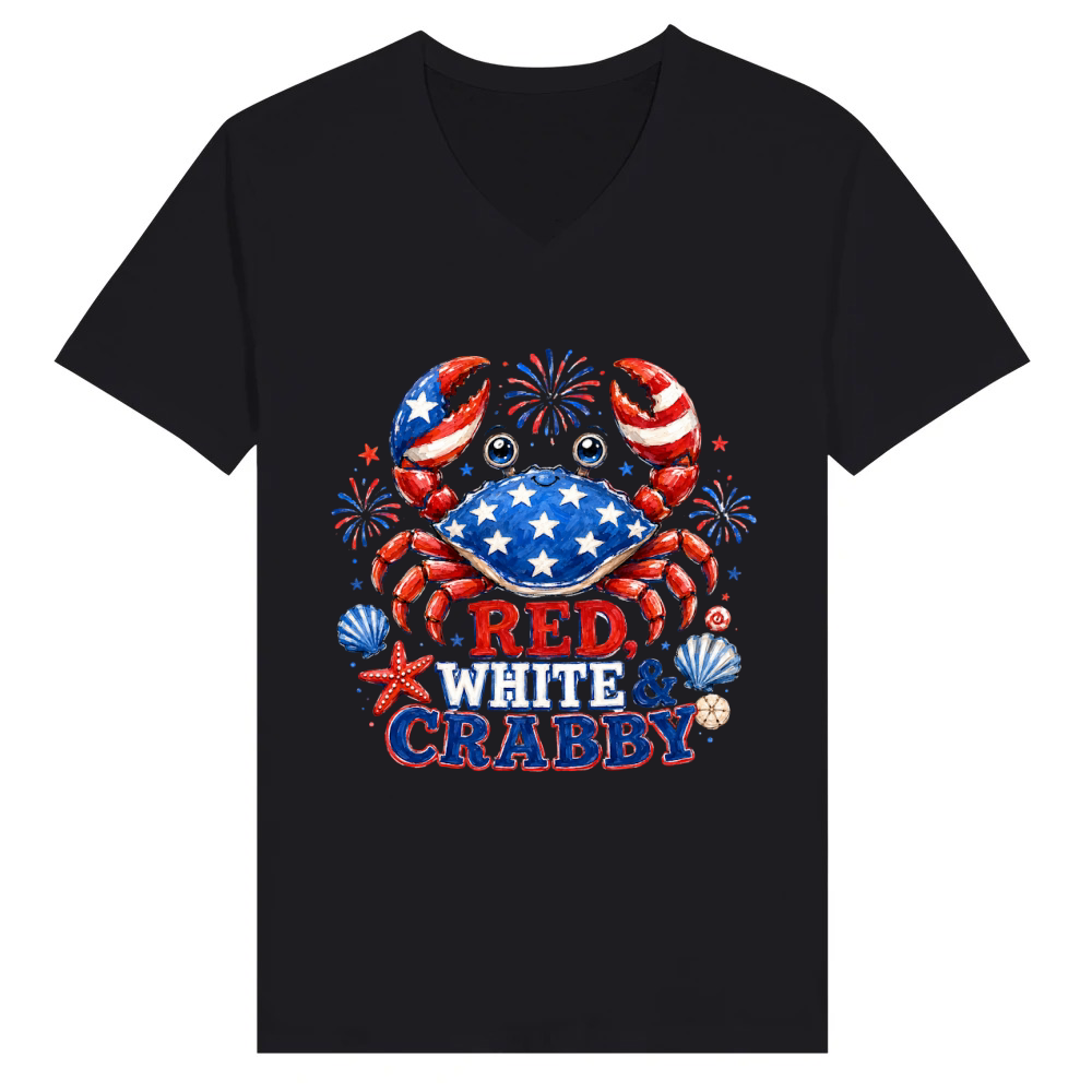 Product Red White & Crabby 4th of July Patriotic V-Neck T-shirt