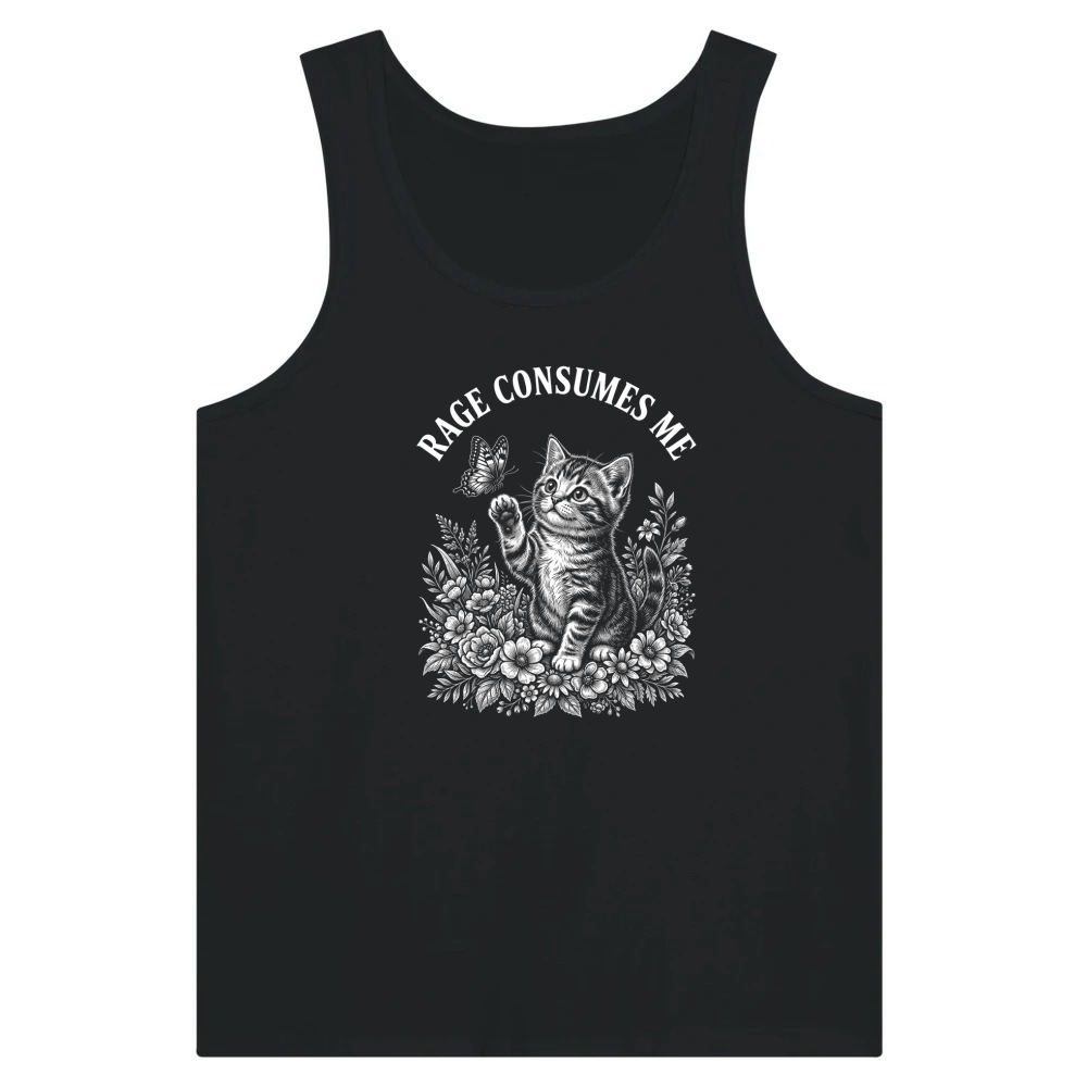 Product rage cat butterfly floral whimsical Tank Top