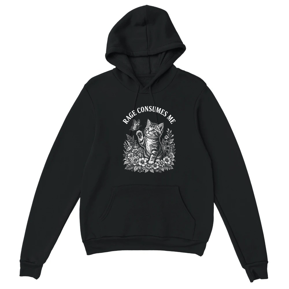 Product rage cat butterfly floral whimsical Unisex Hoodie