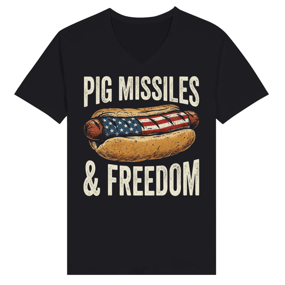 Product Patriotic Hotdog American Freedom Flag V-Neck T-shirt