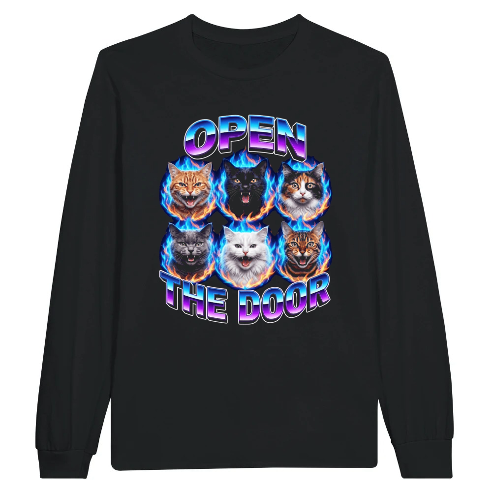 Product Open Door Cats Fire Colorful Unisex Longsleeve