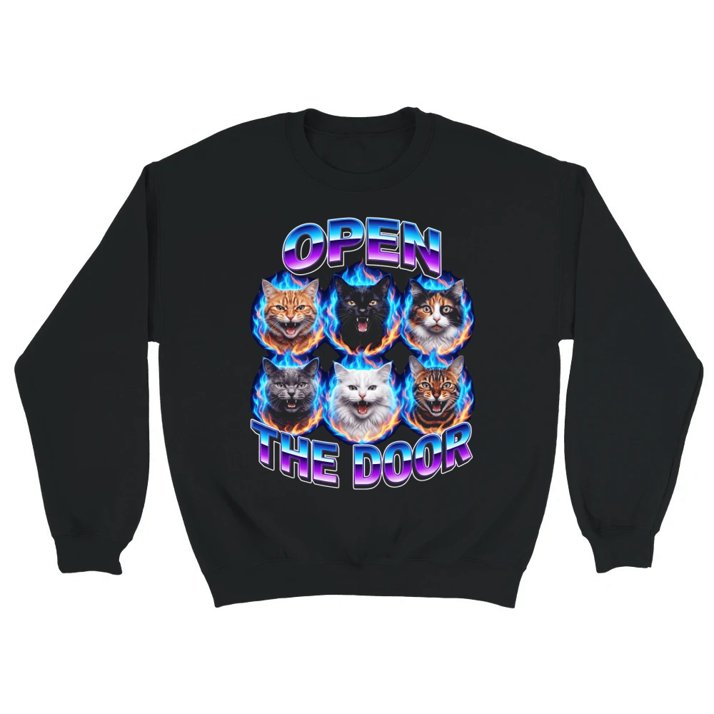 Product Open Door Cats Fire Colorful Unisex Sweatshirt