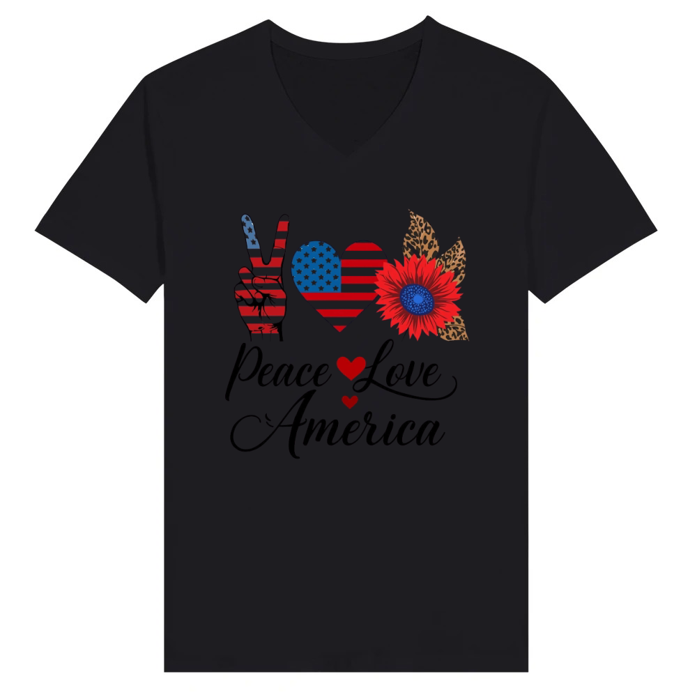 Product Peace Love America 4th of July V-Neck T-shirt