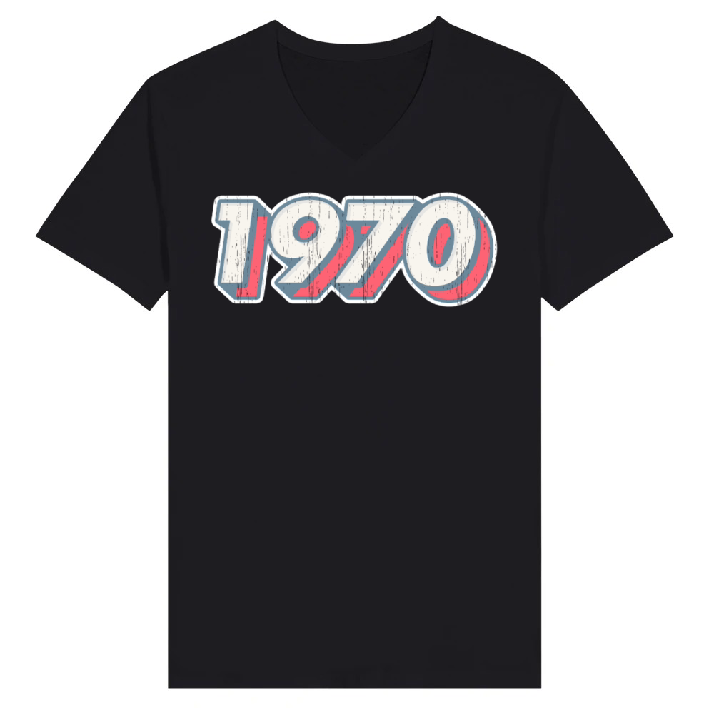 Product Retro 1970 Vintage Funk Disco Music and Cinema V-Neck T-shirt