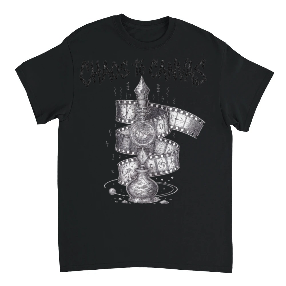 Product Chaos to Canvas Film Spiral T-Shirt