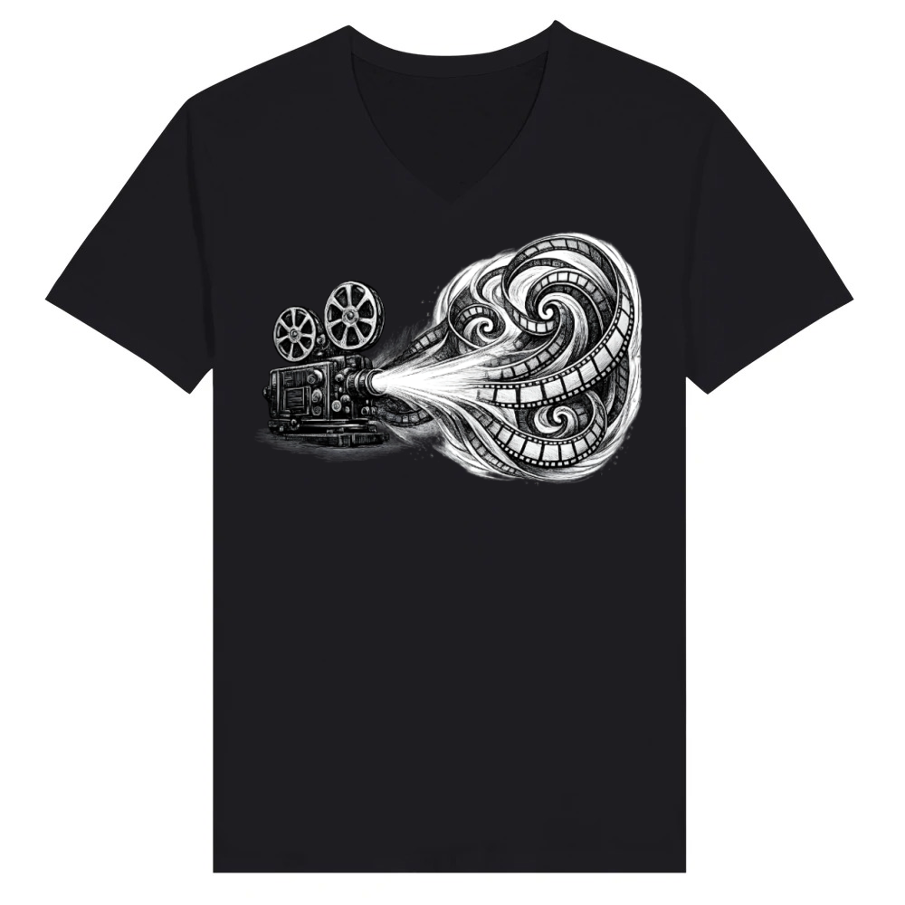 Product Vintage Film Projector Swirl V-Neck T-shirt