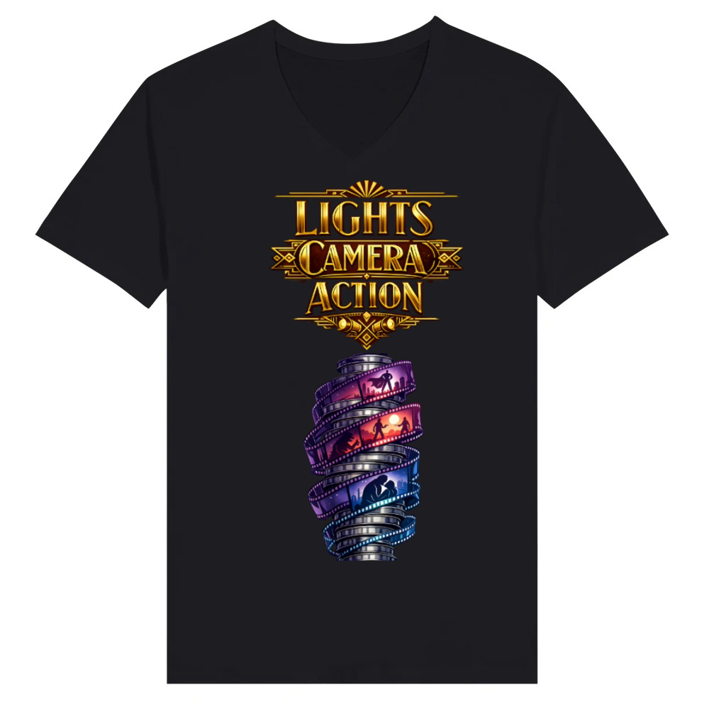 Product Lights Camera Action Film Reel Ornament V-Neck T-shirt