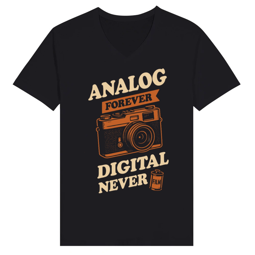 Product Retro Camera Club Analog Photography Film Roll V-Neck T-shirt
