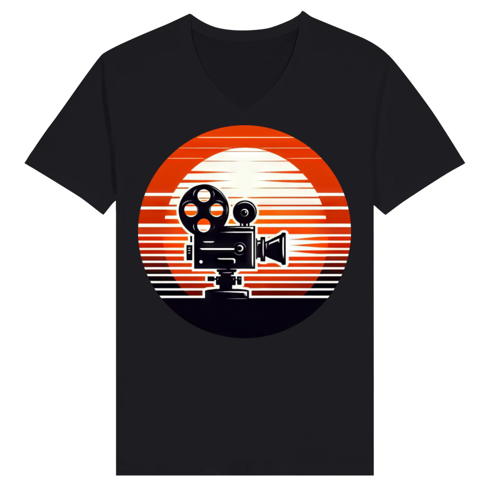 Product Vintage cinema sunset retro projector film V-Neck T-shirt