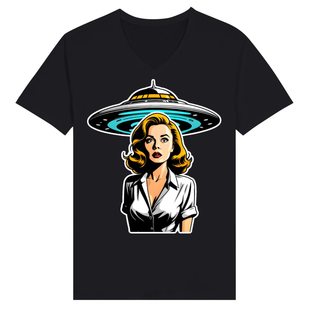 Product Film Noir Alien Abduction Movie Scene V-Neck T-shirt