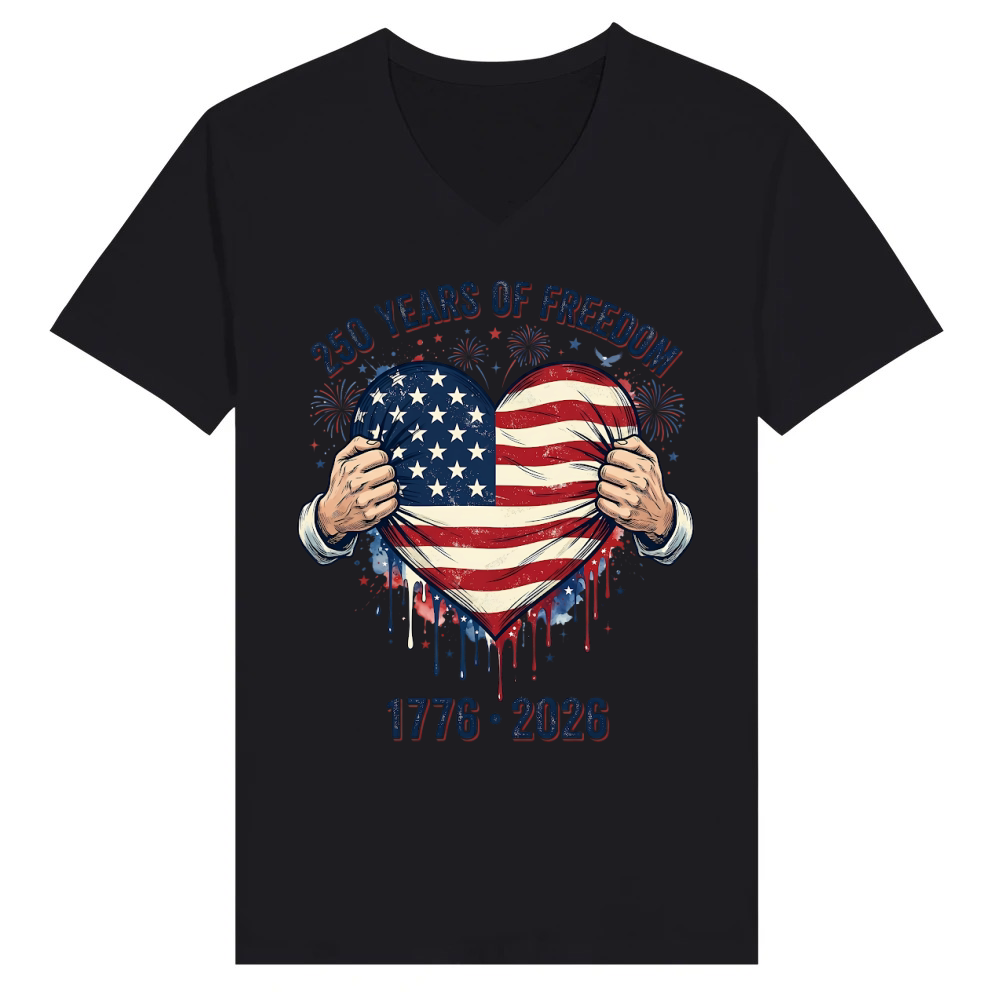 Product 250 Years of Freedom Patriotic 1776 2026 V-Neck T-shirt