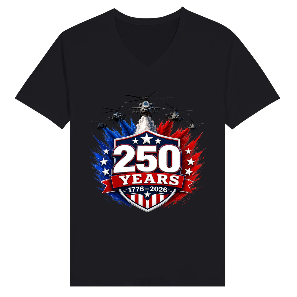 Product 250 Years 1776 2026 Jet Air 4th of July Patriotic V-Neck T-shirt