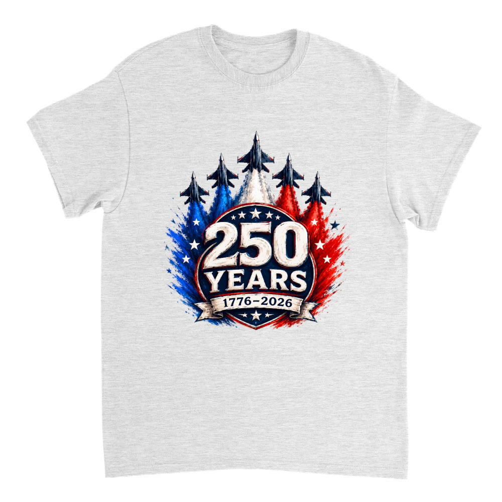 Product 250 Years 1776 2026 Jet Air 4th of July Patriotic T-Shirt