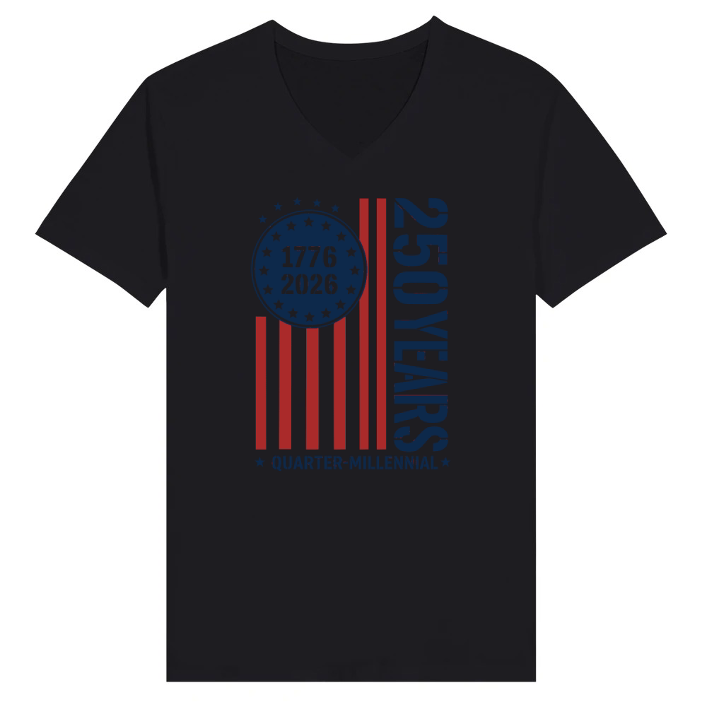 Product Quarter Millennial 250 Years America 1776 2026 V-Neck T-shirt