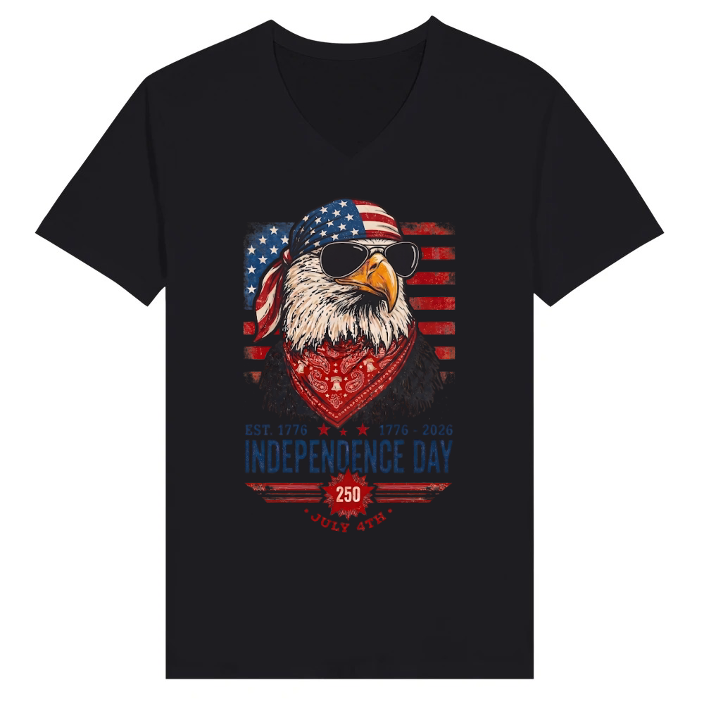 Product 250 Years of American Independence July 4th V-Neck T-shirt