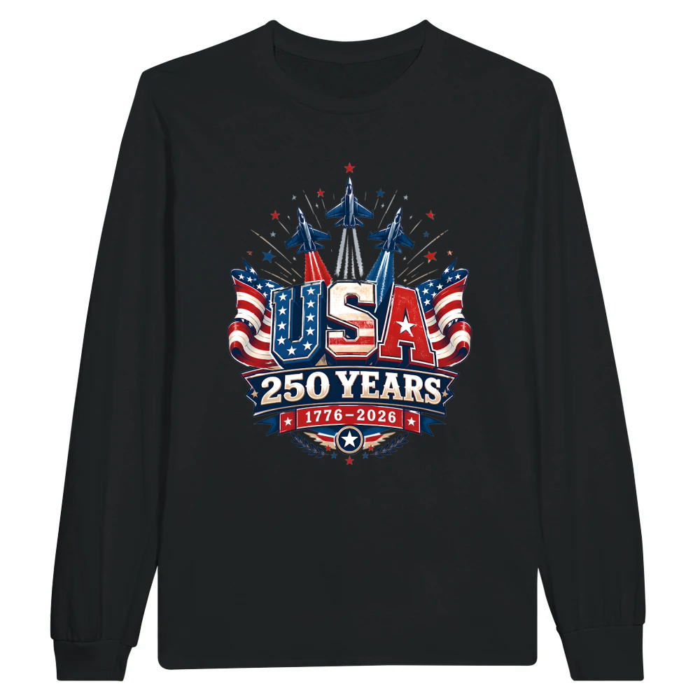 Product USA 250 Years Patriotic Jets 1776 2026 Unisex Longsleeve