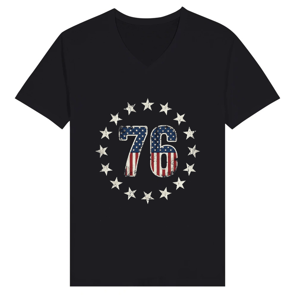 Product Patriotic Stars Flag 76 American V-Neck T-shirt