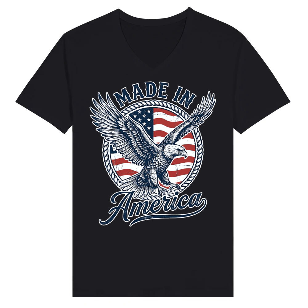 Product Made In America Patriotic Eagle Flag V-Neck T-shirt