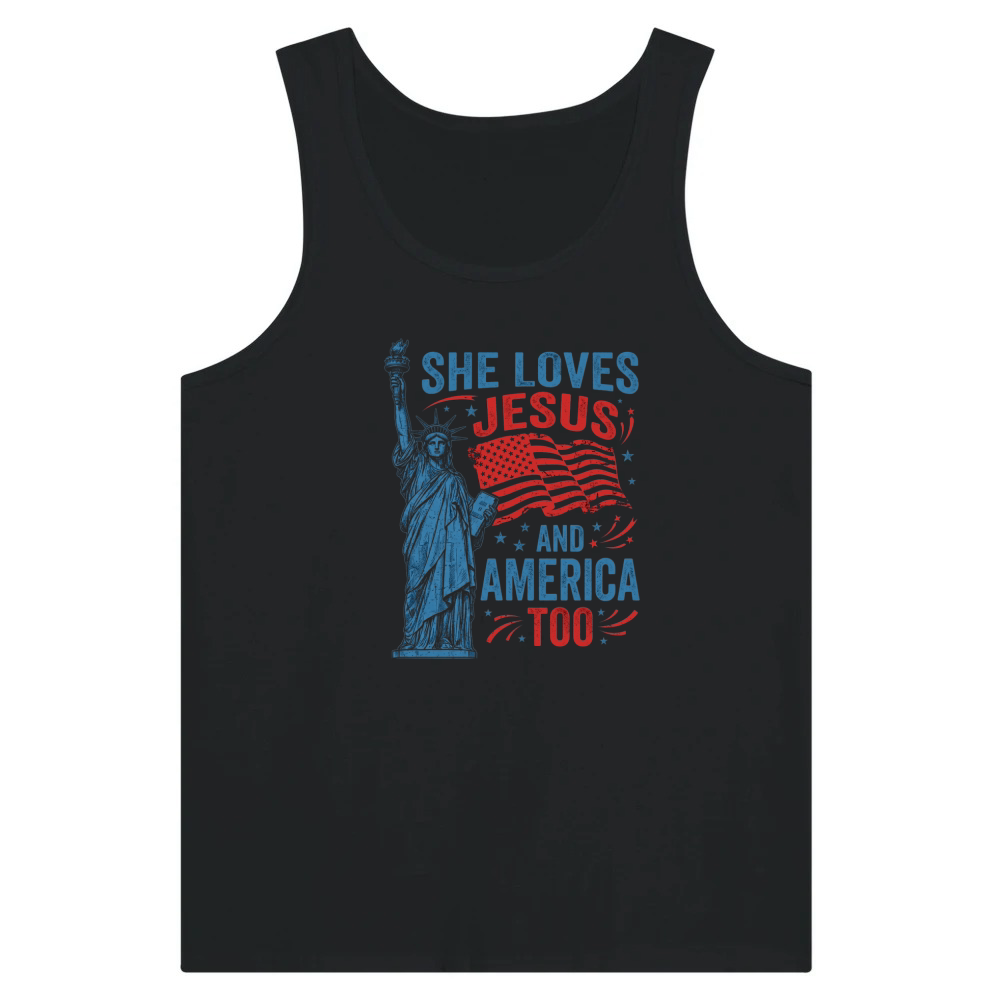 Product Jesus America Patriotic Statue Flag Tank Top