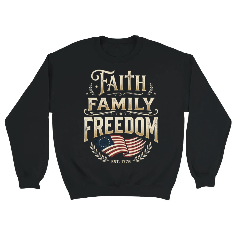 Product Faith Family Freedom Vintage 1776 Patriotic Flag Unisex Sweatshirt