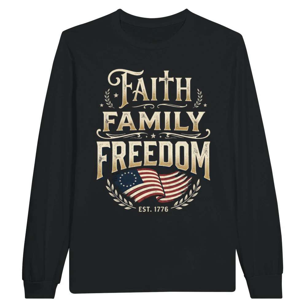 Product Faith Family Freedom Vintage 1776 Patriotic Flag Unisex Longsleeve
