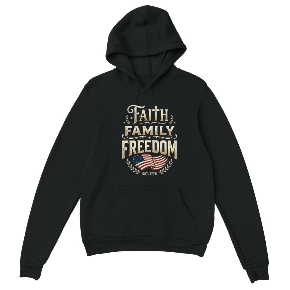 Product Faith Family Freedom Vintage 1776 Patriotic Flag Unisex Hoodie