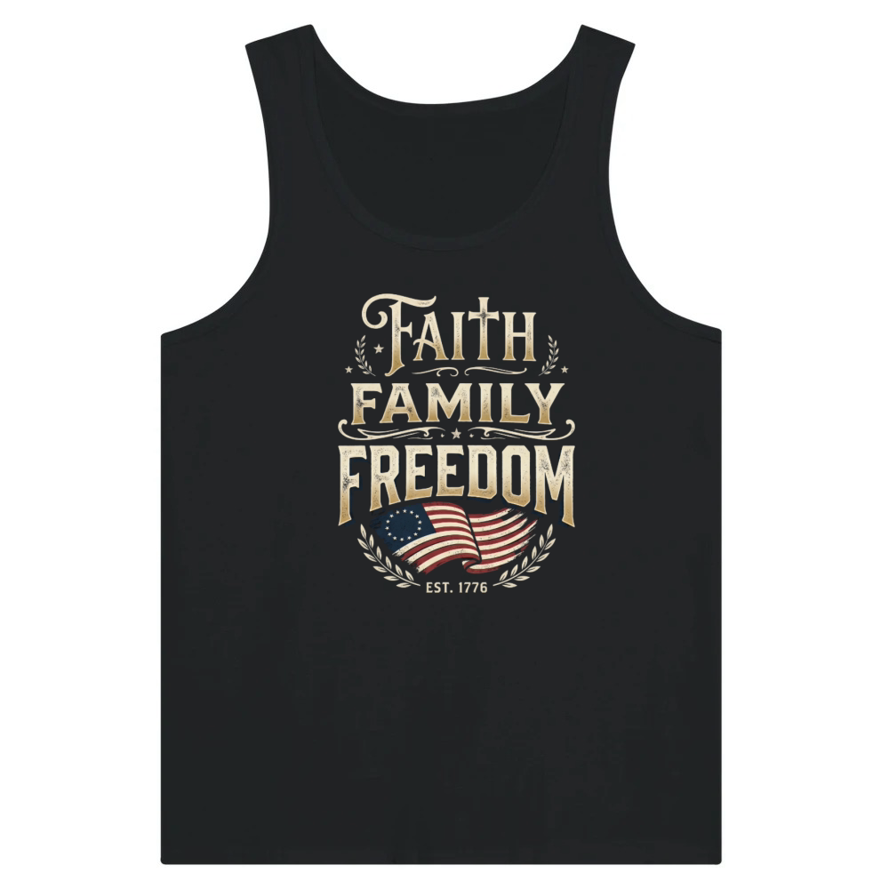Product Faith Family Freedom Vintage 1776 Patriotic Flag Tank Top