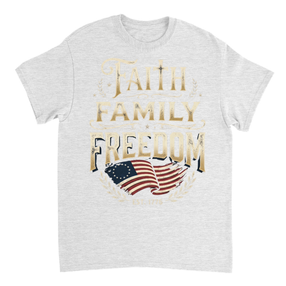 Product Faith Family Freedom Vintage 1776 Patriotic Flag T-Shirt
