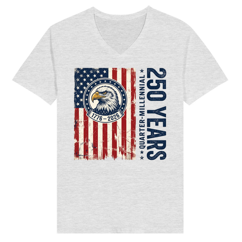 Product USA 250 Years Eagle Vintage 1776 2026 V-Neck T-shirt