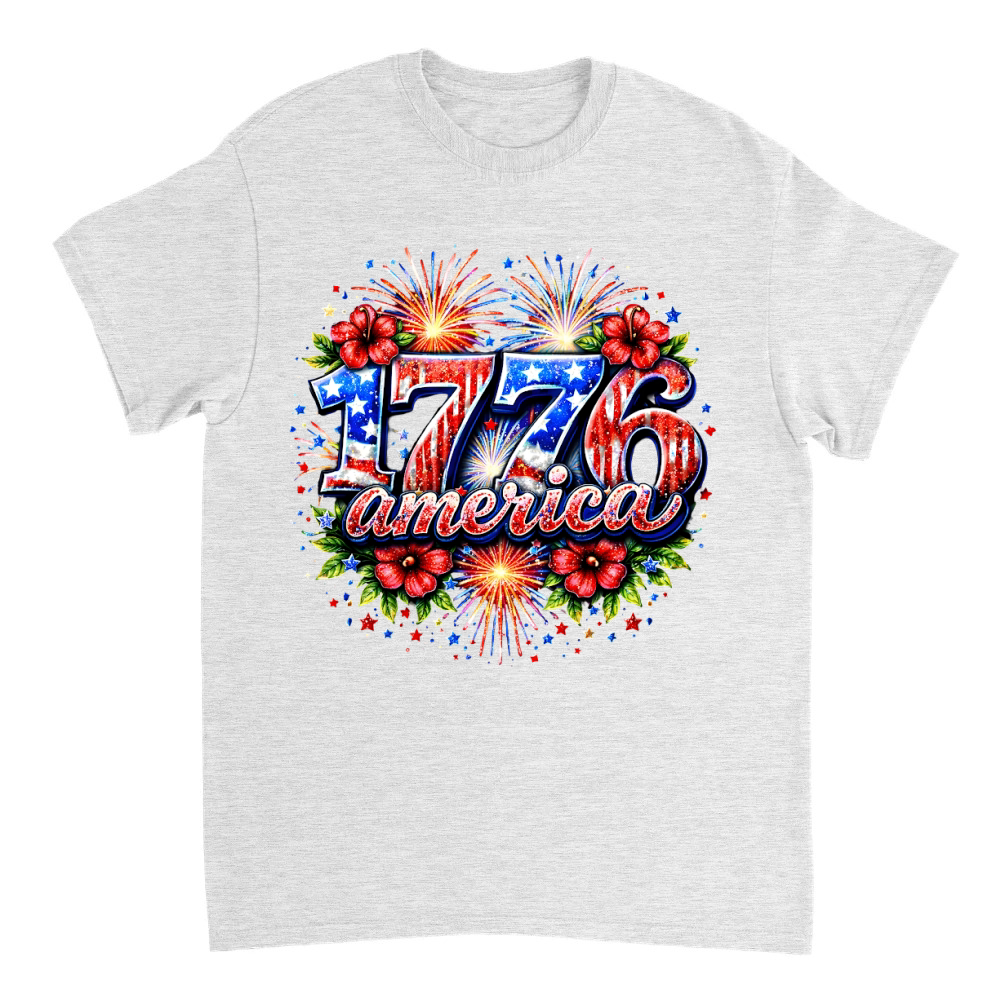 Product Vintage 1776 America Floral Flag Firework T-Shirt
