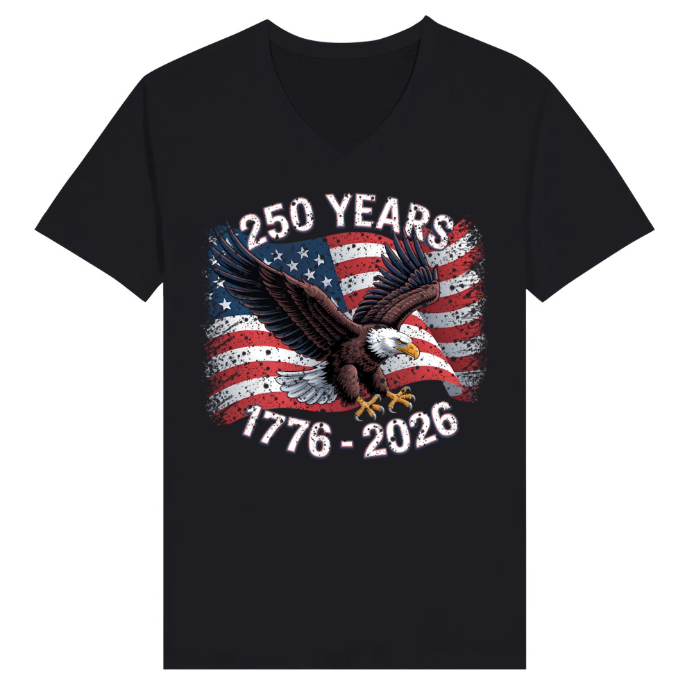 Product USA 250 Years Eagle Flag Vintage 1776 2026 V-Neck T-shirt