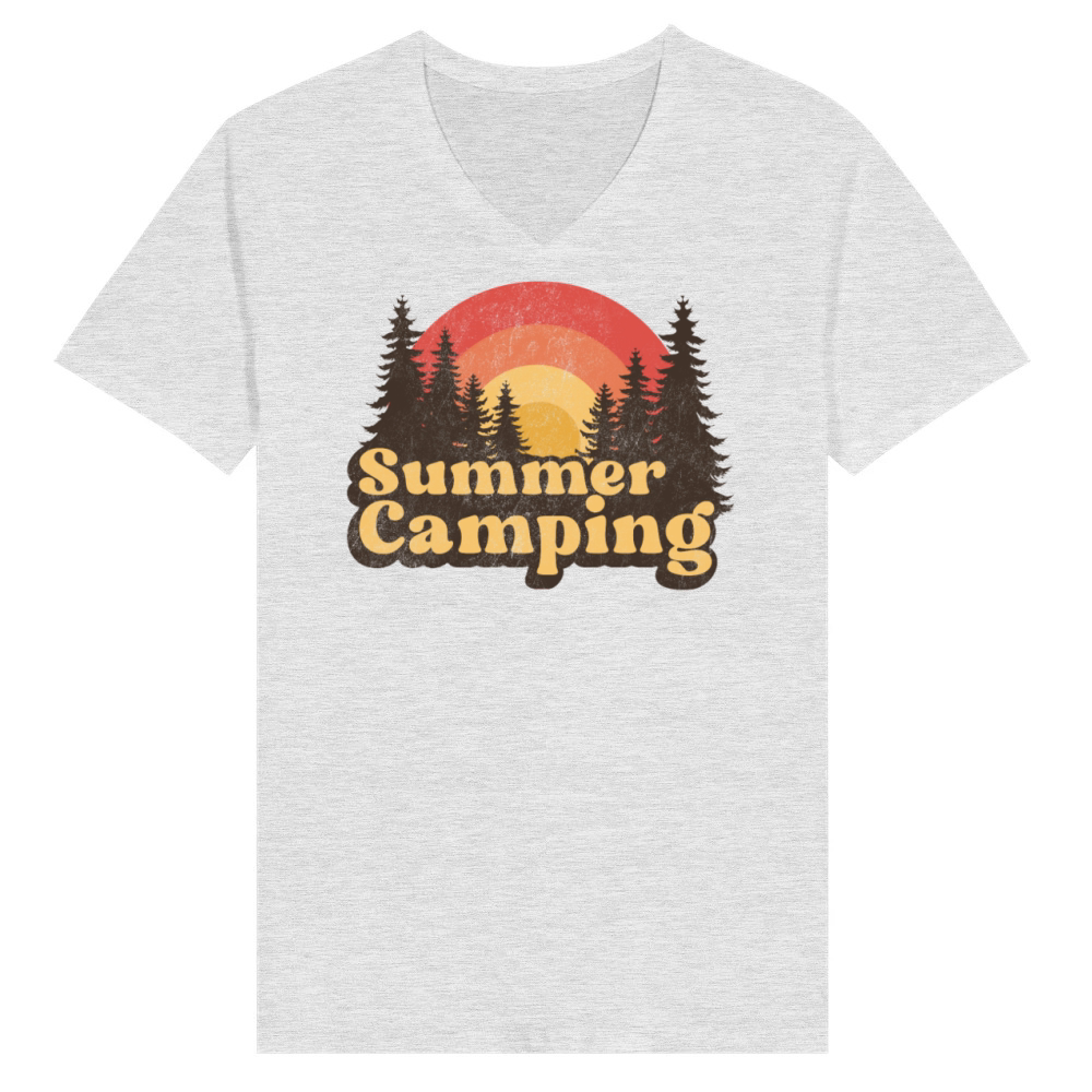 Product Summer camping retro design V-Neck T-shirt